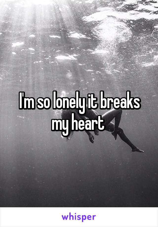 I'm so lonely it breaks my heart 