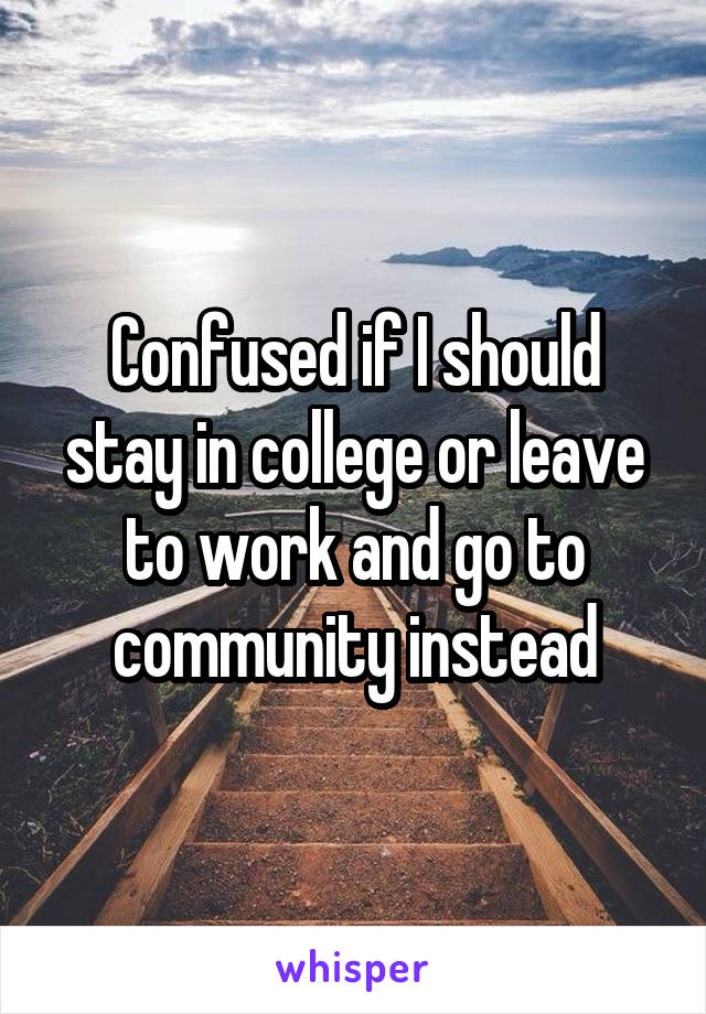 Confused if I should stay in college or leave to work and go to community instead