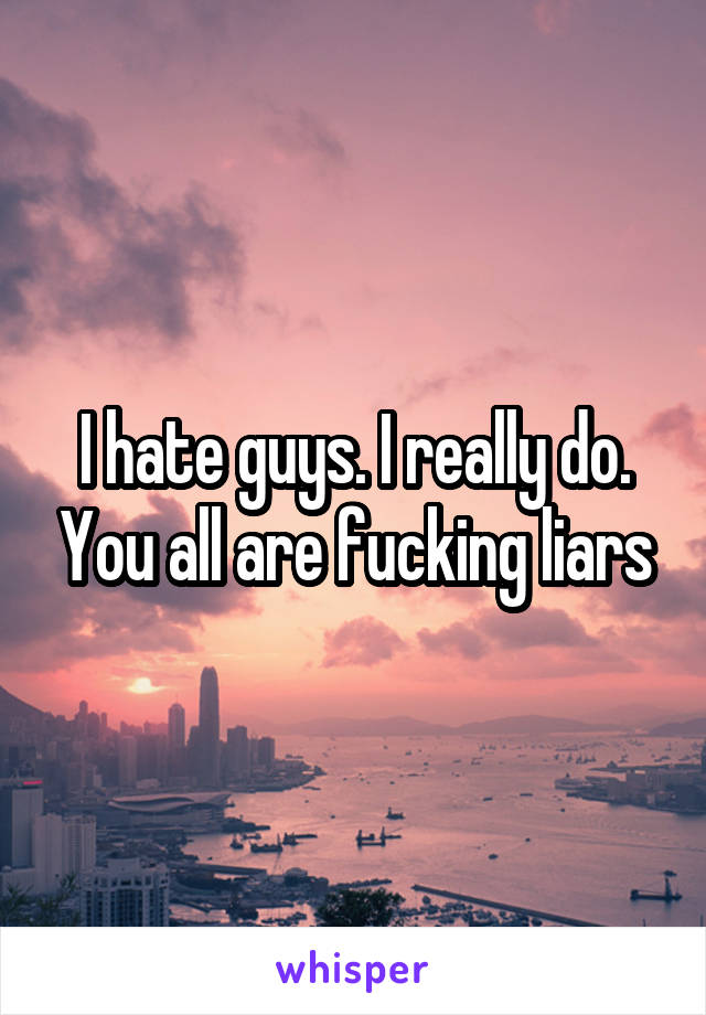 I hate guys. I really do. You all are fucking liars