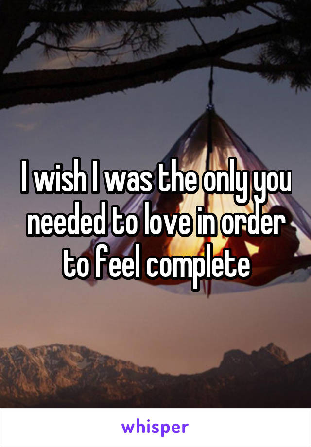 I wish I was the only you needed to love in order to feel complete