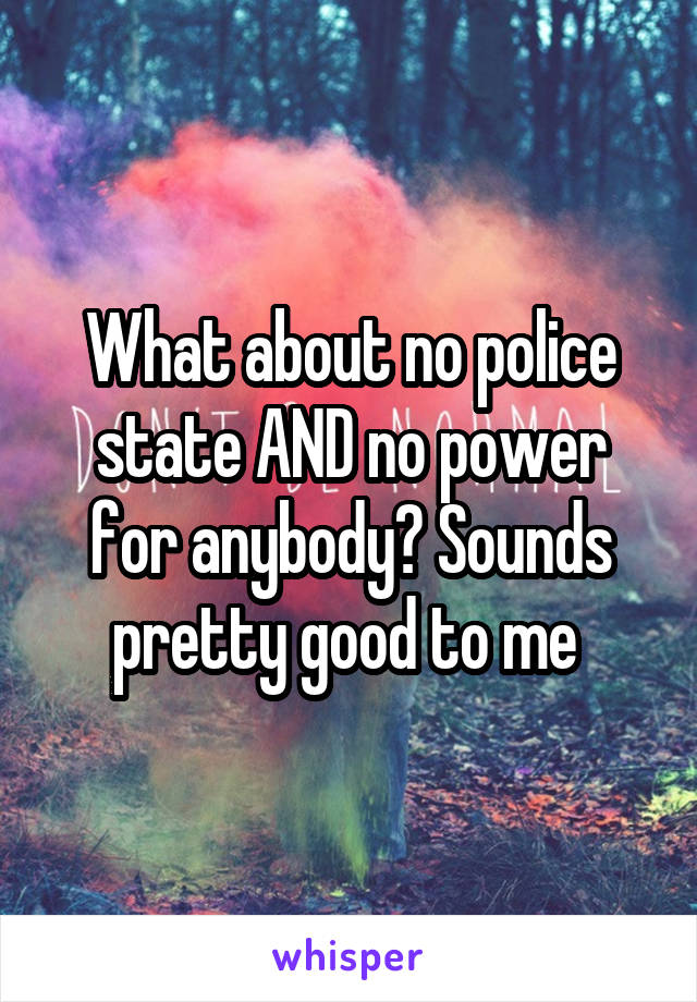 What about no police state AND no power for anybody? Sounds pretty good to me 
