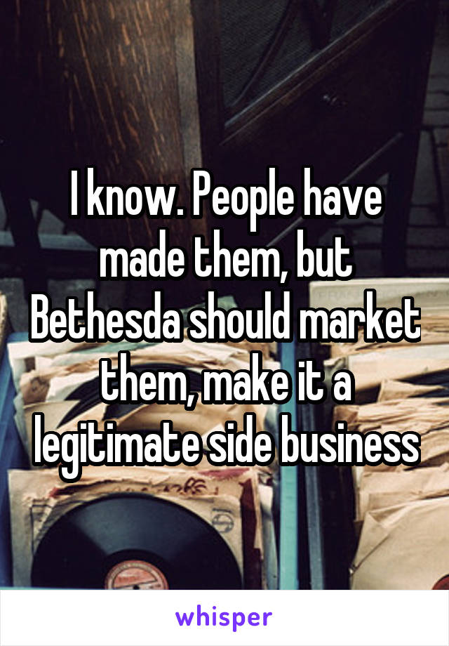 I know. People have made them, but Bethesda should market them, make it a legitimate side business