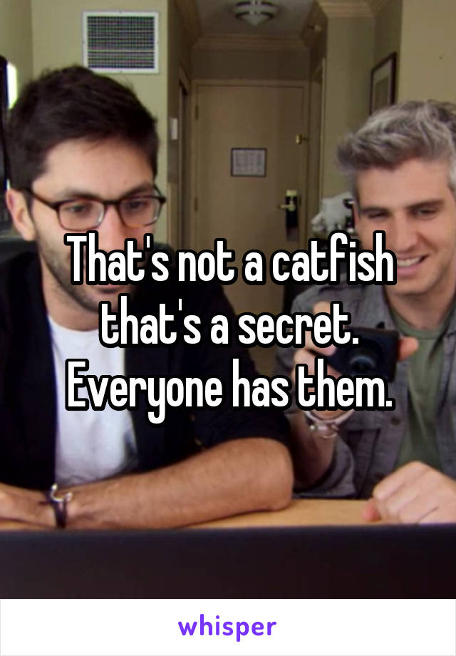 That's not a catfish that's a secret. Everyone has them.