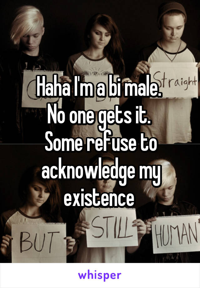 Haha I'm a bi male. 
No one gets it. 
Some refuse to acknowledge my existence 