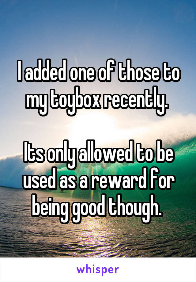 I added one of those to my toybox recently. 

Its only allowed to be used as a reward for being good though. 