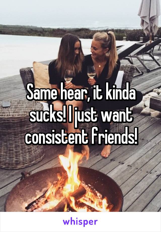 Same hear, it kinda sucks! I just want consistent friends!
