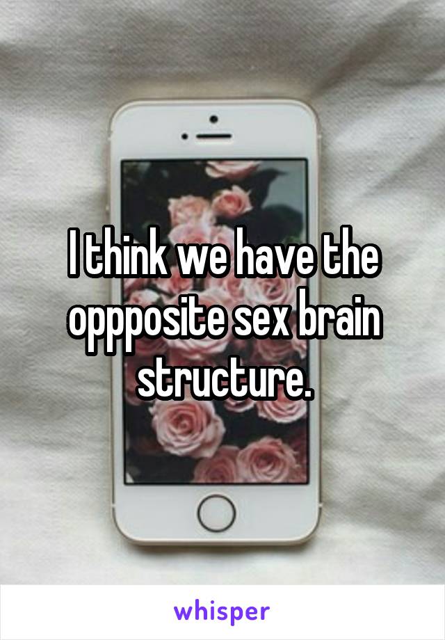 I think we have the oppposite sex brain structure.