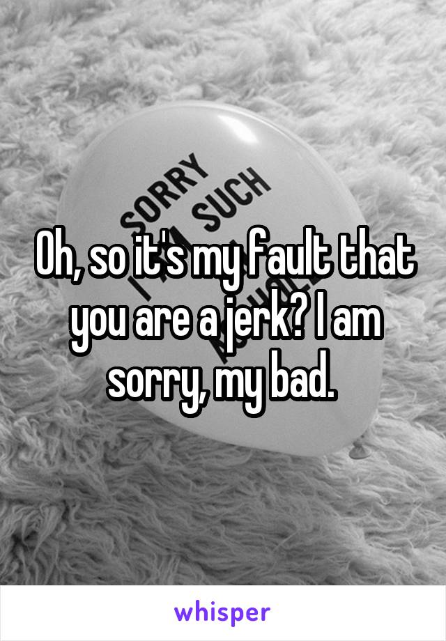 Oh, so it's my fault that you are a jerk? I am sorry, my bad. 