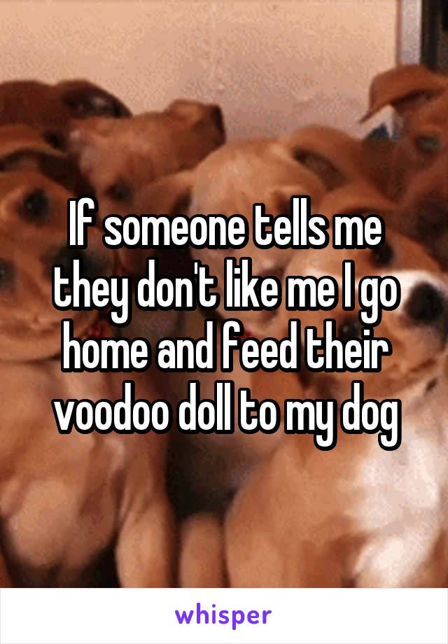 If someone tells me they don't like me I go home and feed their voodoo doll to my dog