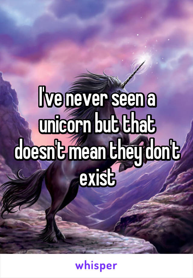 I've never seen a unicorn but that doesn't mean they don't exist
