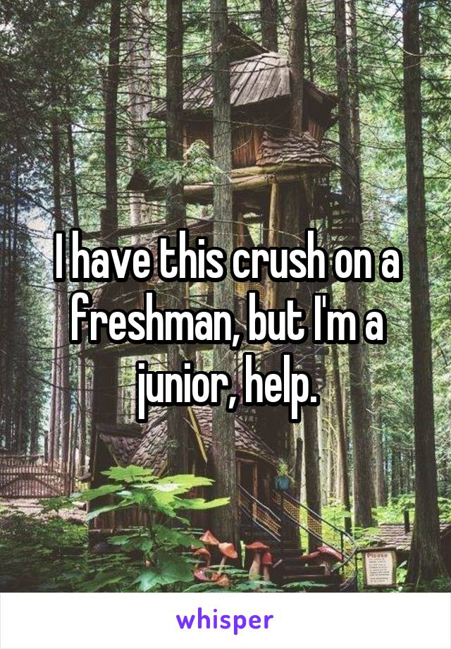 I have this crush on a freshman, but I'm a junior, help.