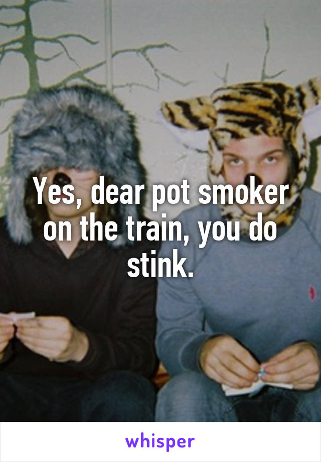 Yes, dear pot smoker on the train, you do stink.