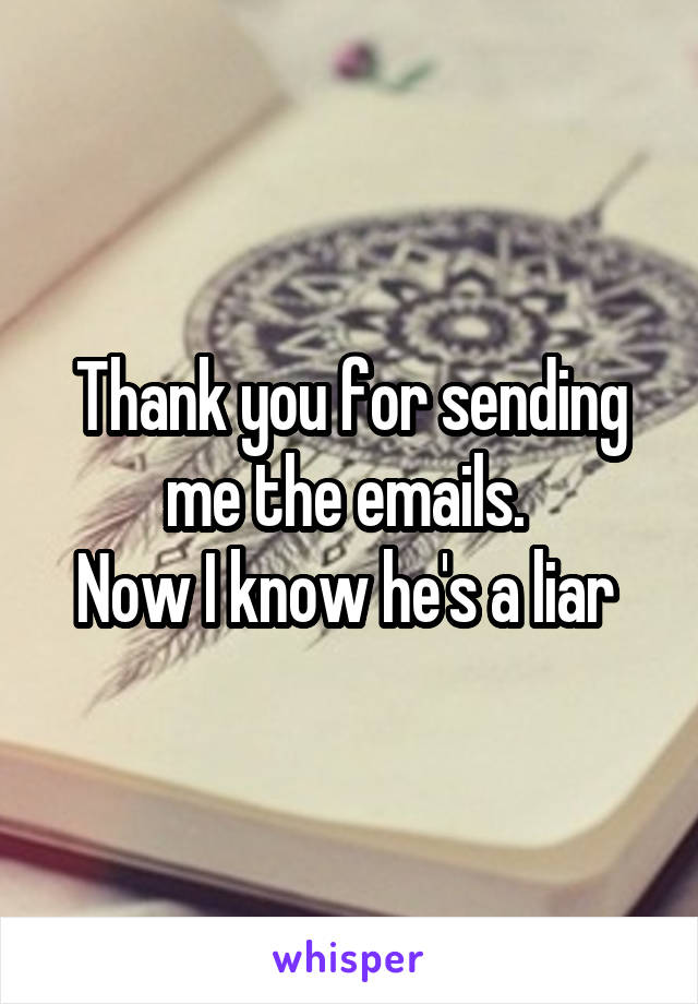 Thank you for sending me the emails. 
Now I know he's a liar 