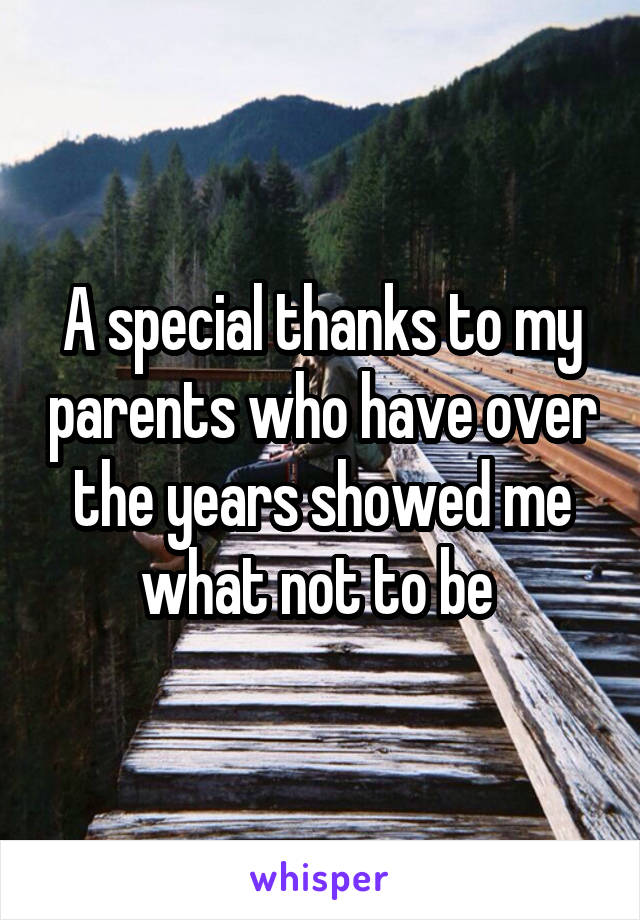 A special thanks to my parents who have over the years showed me what not to be 