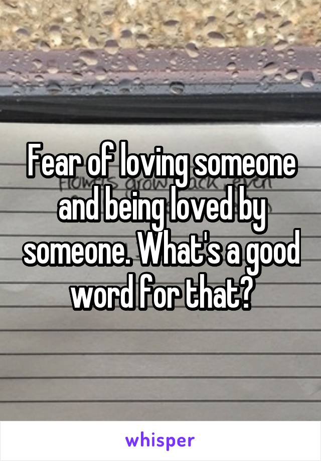 Fear of loving someone and being loved by someone. What's a good word for that?