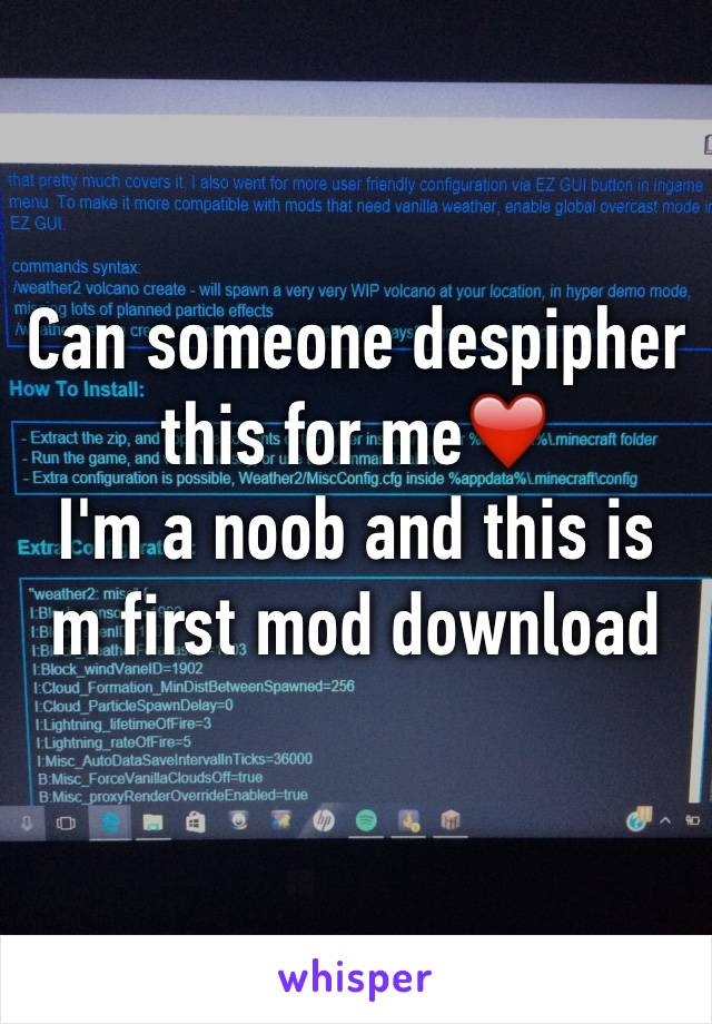 Can someone despipher this for me❤️
I'm a noob and this is m first mod download 