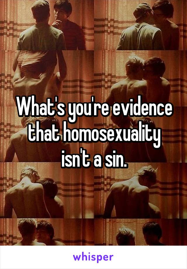 What's you're evidence that homosexuality isn't a sin.