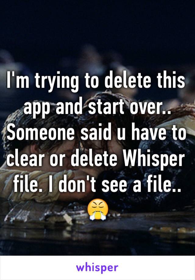 I'm trying to delete this app and start over.. Someone said u have to clear or delete Whisper file. I don't see a file.. 😤