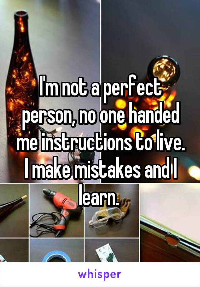 I'm not a perfect person, no one handed me instructions to live. I make mistakes and I learn. 