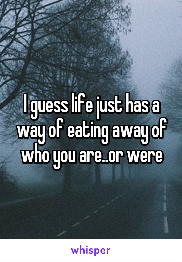 I guess life just has a way of eating away of who you are..or were