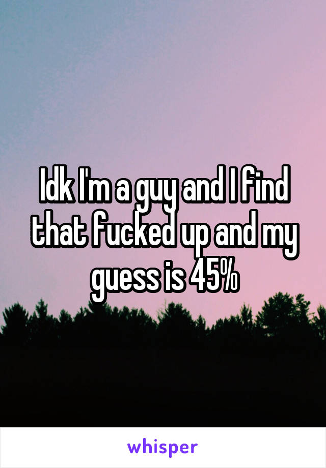 Idk I'm a guy and I find that fucked up and my guess is 45%