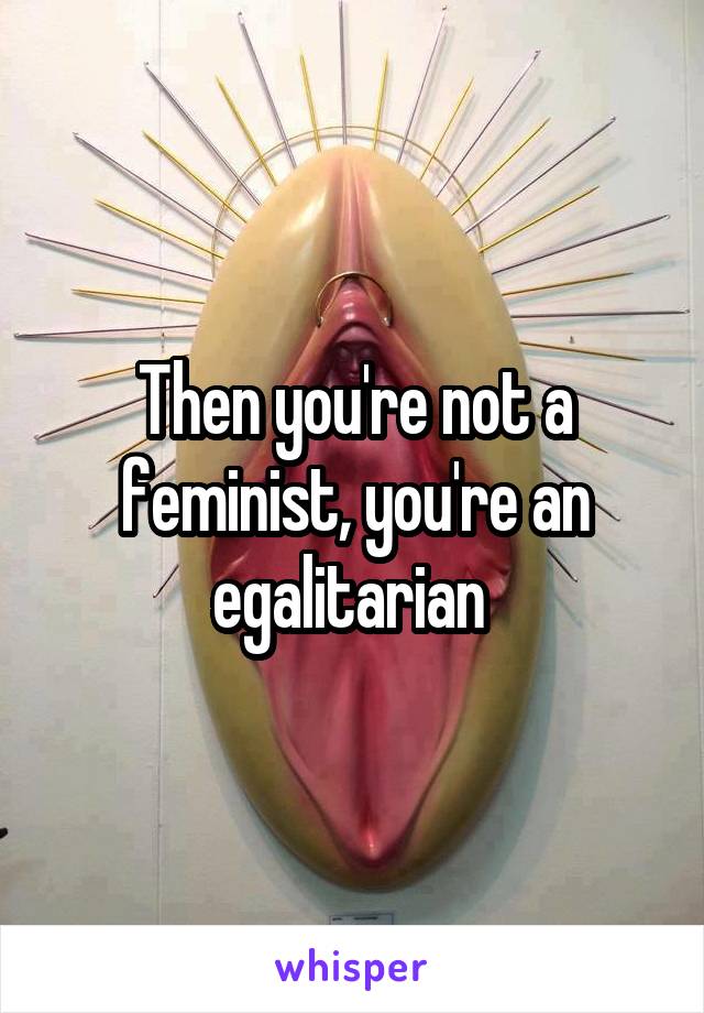 Then you're not a feminist, you're an egalitarian 