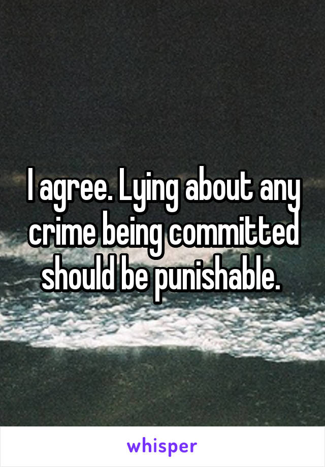 I agree. Lying about any crime being committed should be punishable. 
