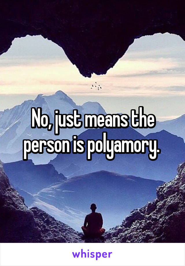 No, just means the person is polyamory. 