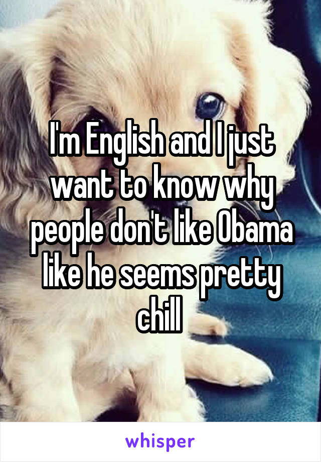 I'm English and I just want to know why people don't like Obama like he seems pretty chill 