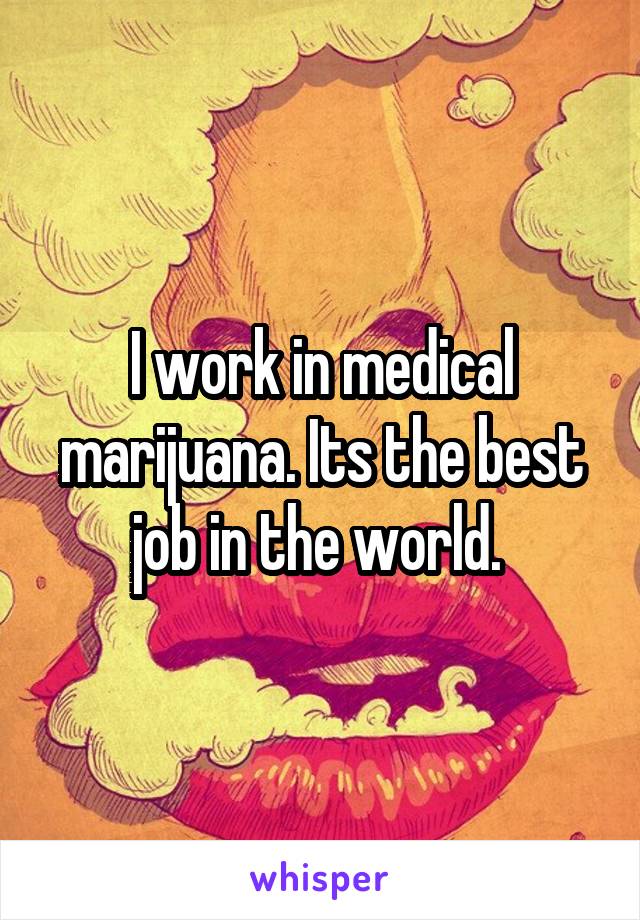 I work in medical marijuana. Its the best job in the world. 