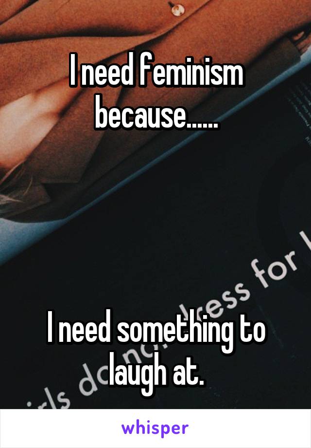 I need feminism because......




I need something to laugh at.