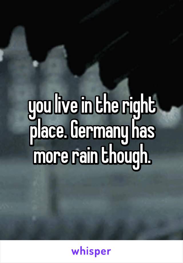 you live in the right place. Germany has more rain though.