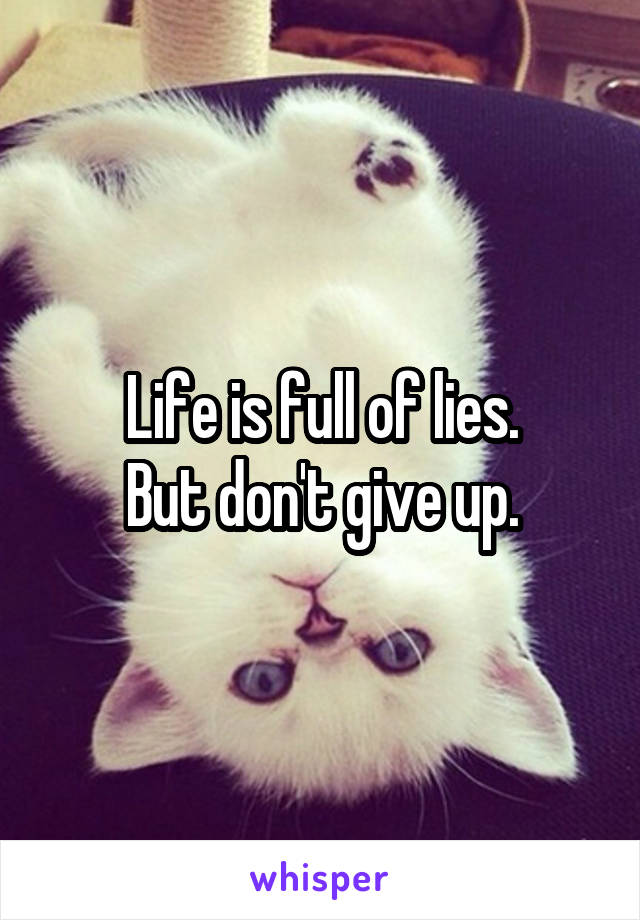 Life is full of lies.
But don't give up.