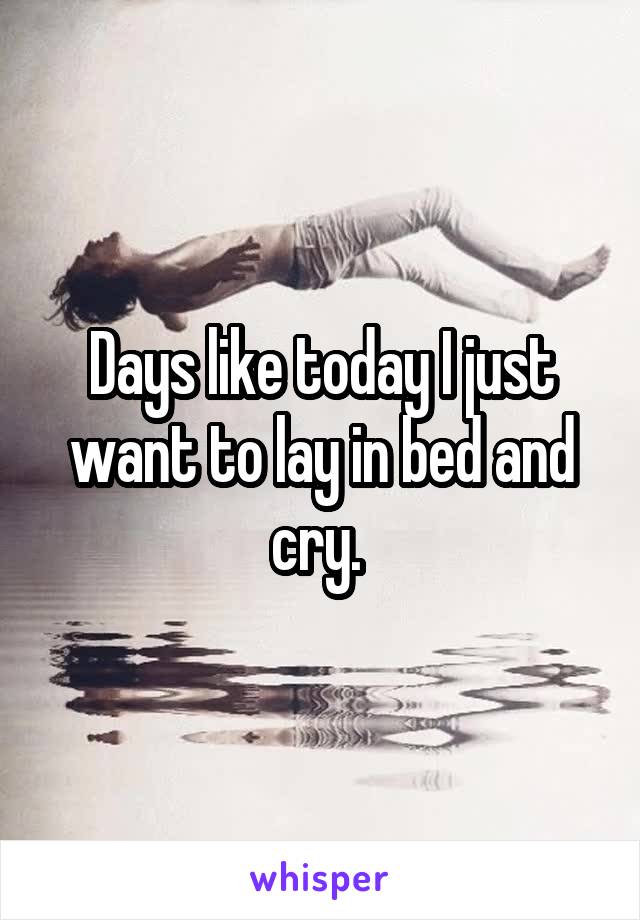 Days like today I just want to lay in bed and cry. 