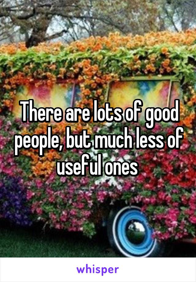 There are lots of good people, but much less of useful ones 