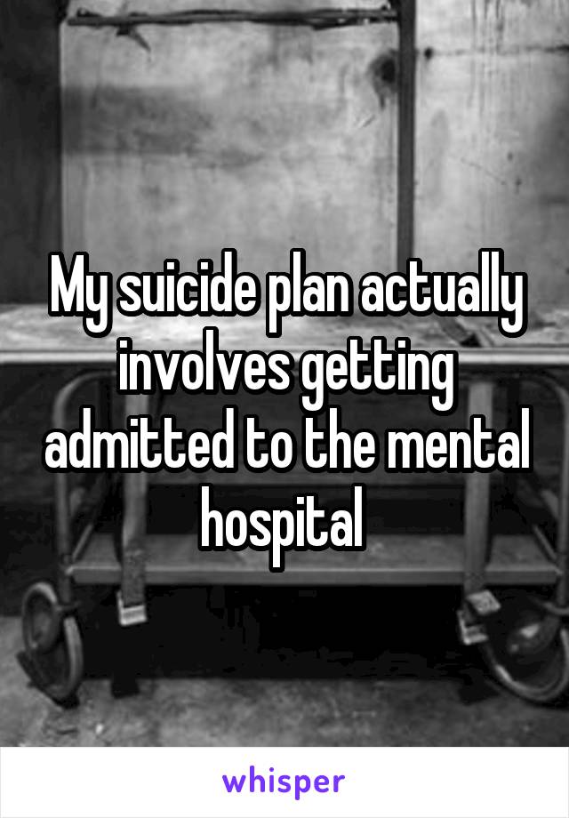 My suicide plan actually involves getting admitted to the mental hospital 