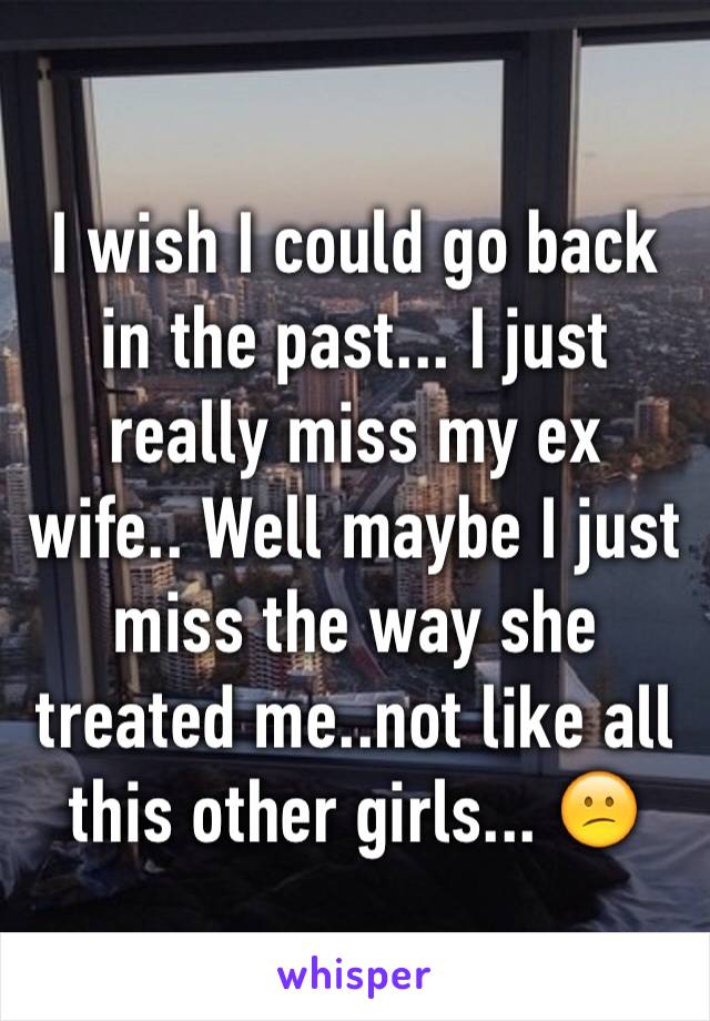 I wish I could go back in the past... I just really miss my ex wife.. Well maybe I just miss the way she treated me..not like all this other girls... 😕