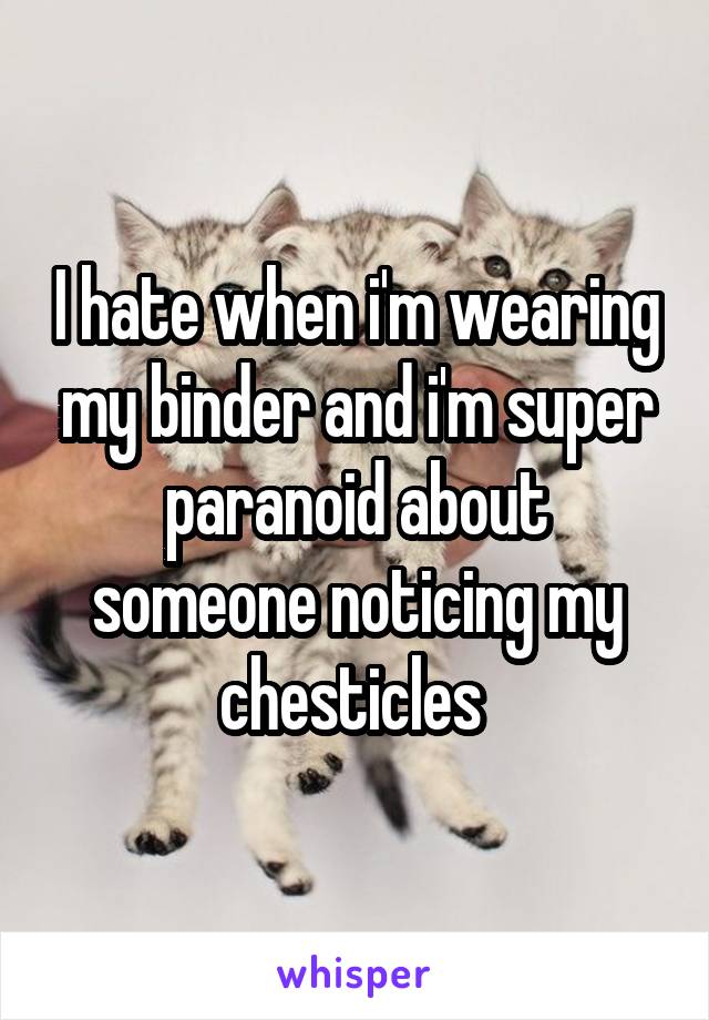 I hate when i'm wearing my binder and i'm super paranoid about someone noticing my chesticles 