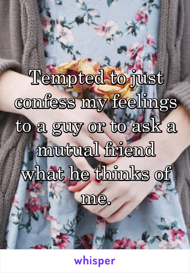 Tempted to just confess my feelings to a guy or to ask a mutual friend what he thinks of me.