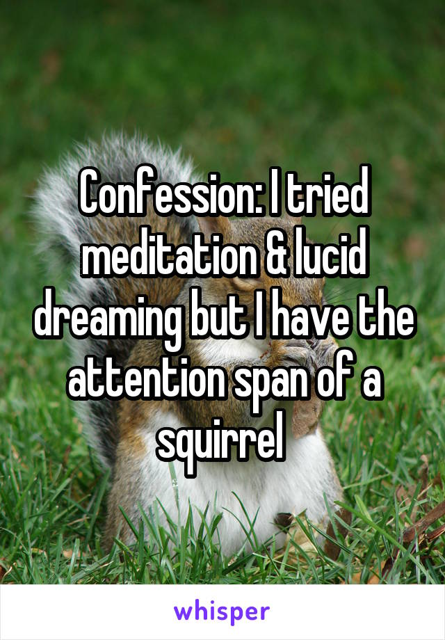 Confession: I tried meditation & lucid dreaming but I have the attention span of a squirrel 