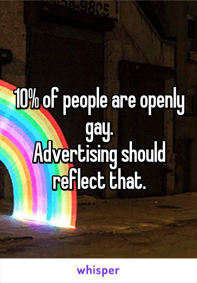 10% of people are openly gay.
Advertising should reflect that.