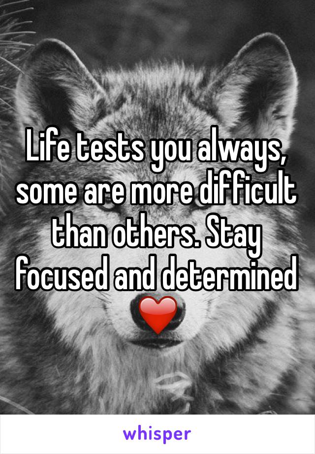 Life tests you always, some are more difficult than others. Stay focused and determined ❤️