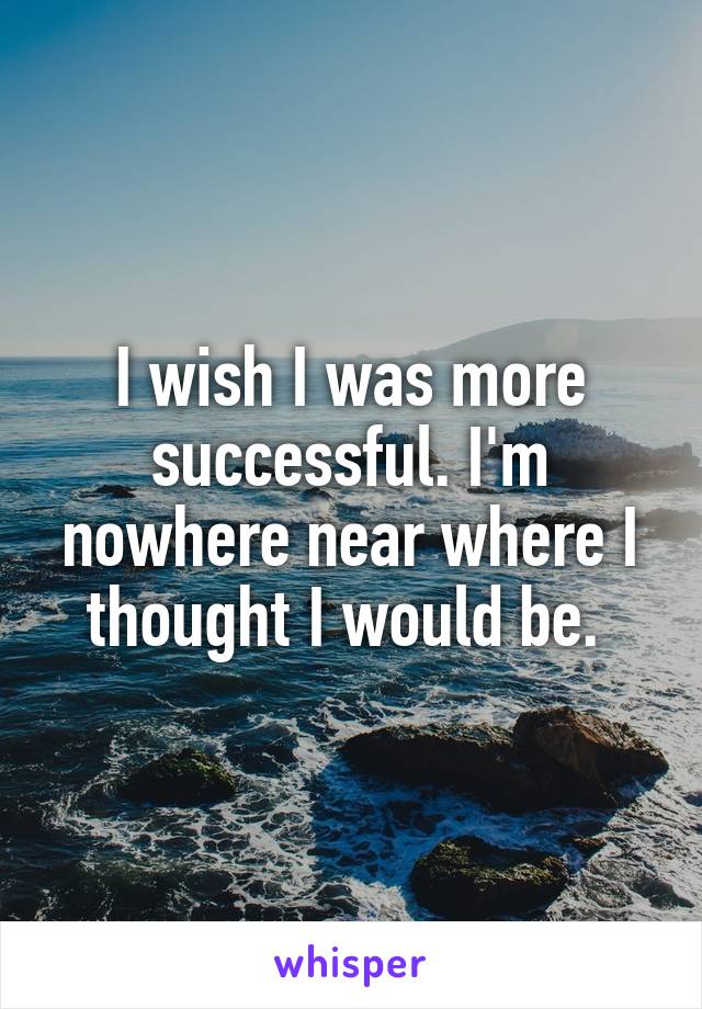I wish I was more successful. I'm nowhere near where I thought I would be. 