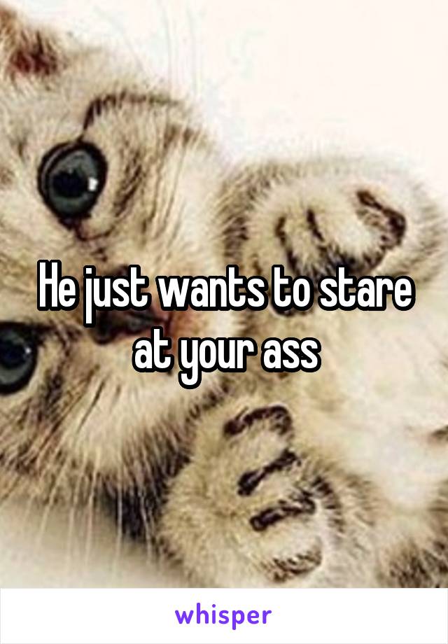He just wants to stare at your ass