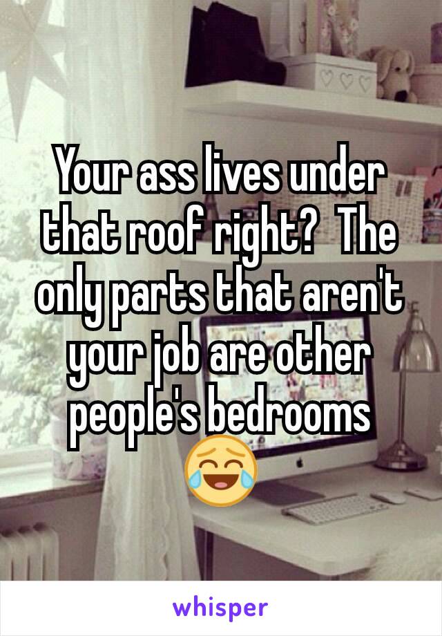 Your ass lives under that roof right?  The only parts that aren't your job are other people's bedrooms 😂