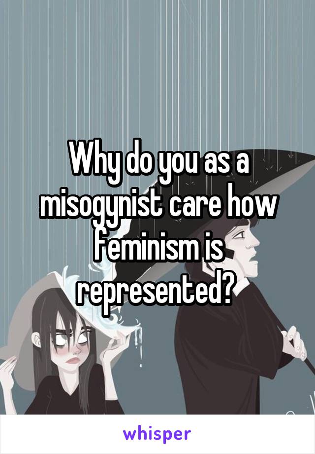 Why do you as a misogynist care how feminism is represented? 