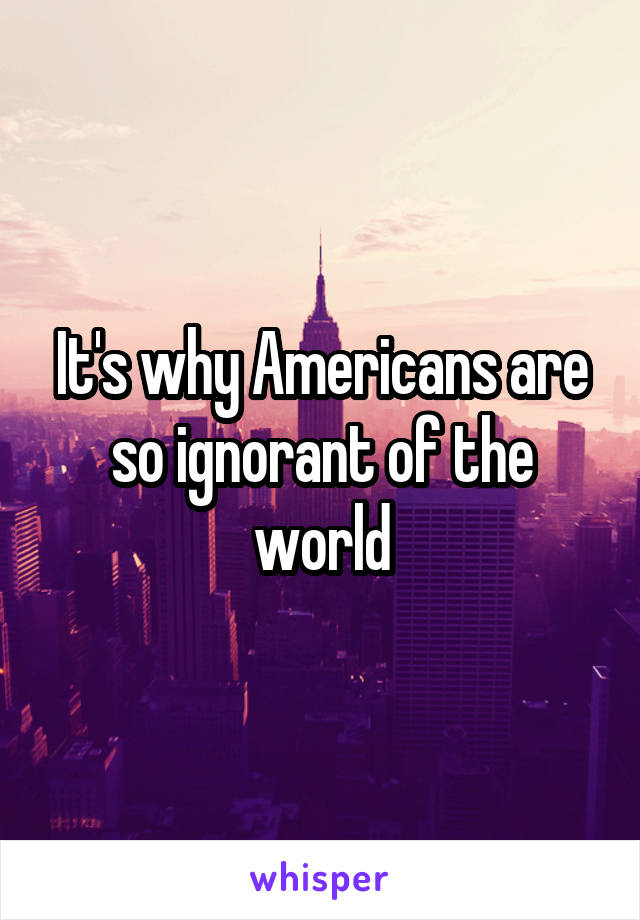 It's why Americans are so ignorant of the world