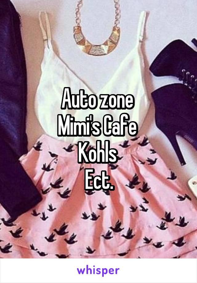 Auto zone 
Mimi's Cafe 
Kohls 
Ect.