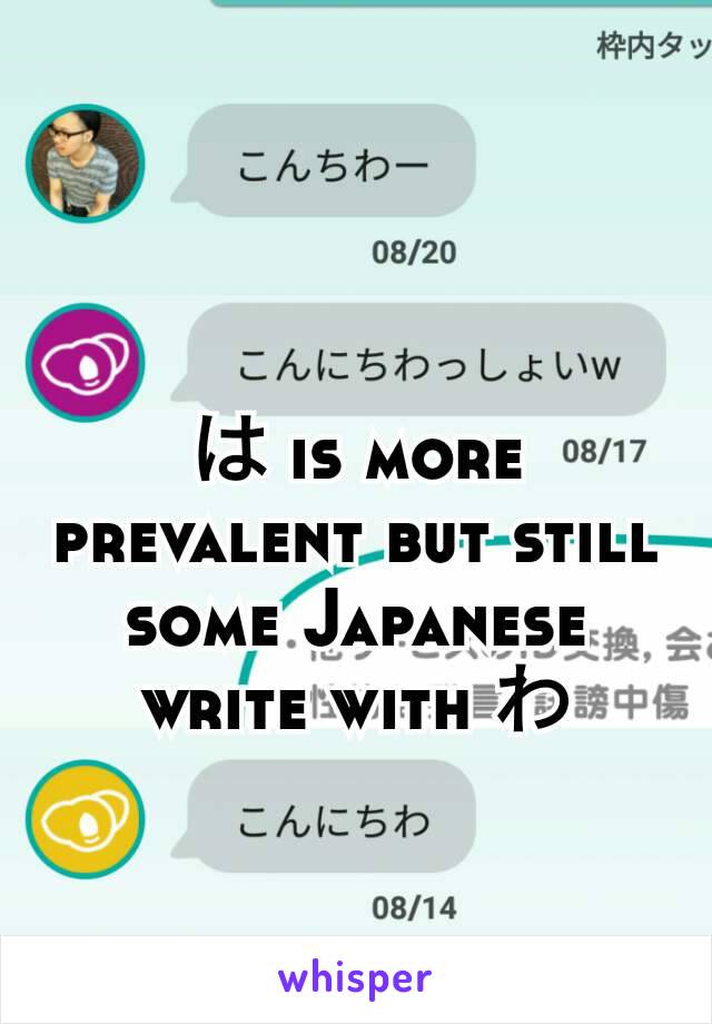 は is more prevalent but still some Japanese write with わ