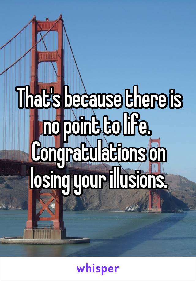 That's because there is no point to life.  Congratulations on losing your illusions.